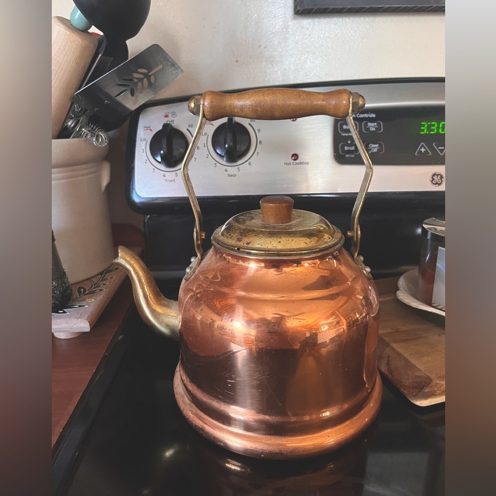 Vintage La Belle Brass & Copper Tea Kettle